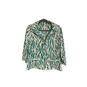 Zenergy by Chico's Green White Full Zip 3/4 Sleeve Neema Jacket Sz 1 / M8